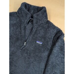 PATAGONIA Womens M Los Gatos‎ Sherpa Fleece 1/4 Zip Pullover Dark Navy Jacket